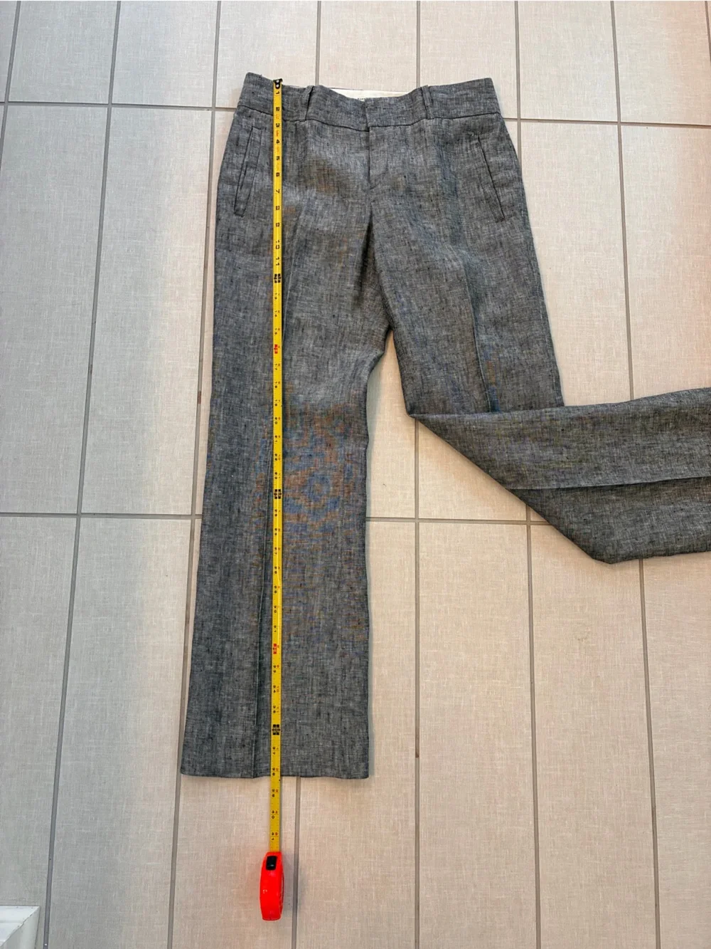 Banana Republic Heather Gray Linen Wide Leg CropTrousers